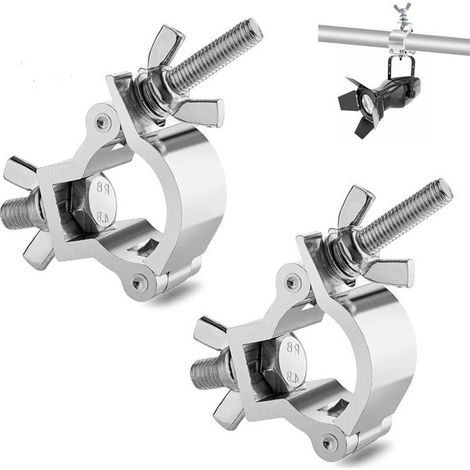 Bridas ajustables para estructuras, 30-35 mm, juego de 2, bridas de aluminio para iluminación y decoración, capacidad de carga 80 kg. (1/5)
