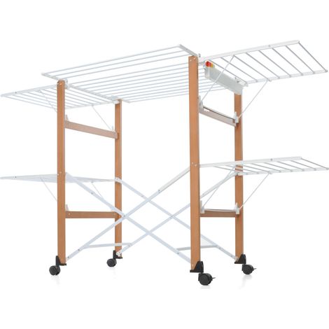Cintre Gulliver en bois 174x80 – Cadre en hêtre – Grilles modulables – Porte-pinces intégré – Taille de séchage 27 m – Foppapedretti (1/4)