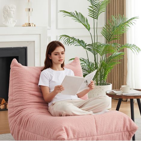 Fauteuil sans accoudoirs en chenille rembourré en mousse, siège bas modulable pour salon et bureau (1/5)