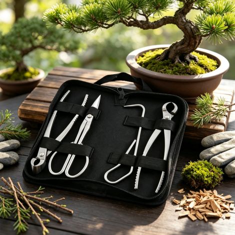 kit de 4 outils pour bonsaï en acier inoxydable ciseaux à feuilles ciseaux biseautés pince à écoper et crochet à ameublir la terre pour taille et mise en forme (1/4)