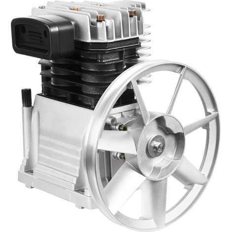 Tête de Compresseur à Air 3HP 250L/min Double Cylindre en Fonte, Pompe à Piston Lubrifiée à l'Huile avec Silencieux pour Atelier et Garage, Groupe de Compression 2.2KW (1/5)