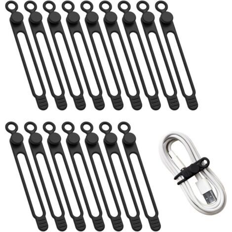 BUNTHAUS Lntyq 16 Pièces Attaches de Câble en Silicone Réutilisables - Organisateur pour la Gestion et L'organisation des Câbles D'écouteurs (1/5)