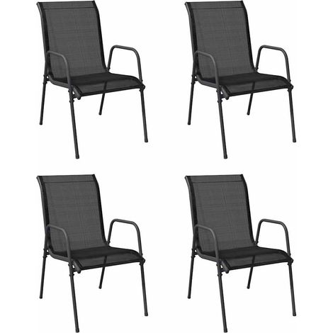 Maison Exclusive - Sedie da Giardino 4 pz in Acciaio e Textilene Nere (1/5)