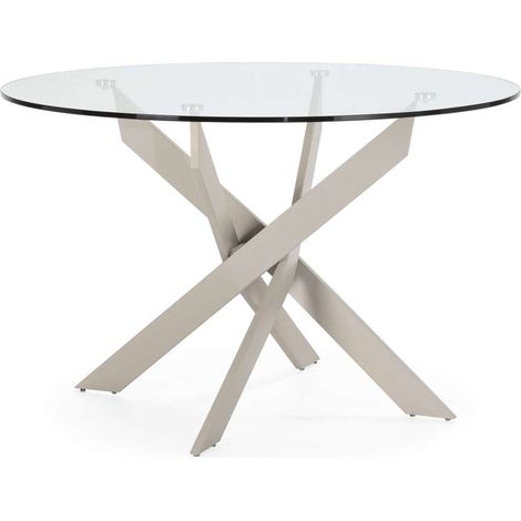 Mesa comedor redonda Rota acabado crema, 120 cm(ancho) 76 cm(alto). (1/4)