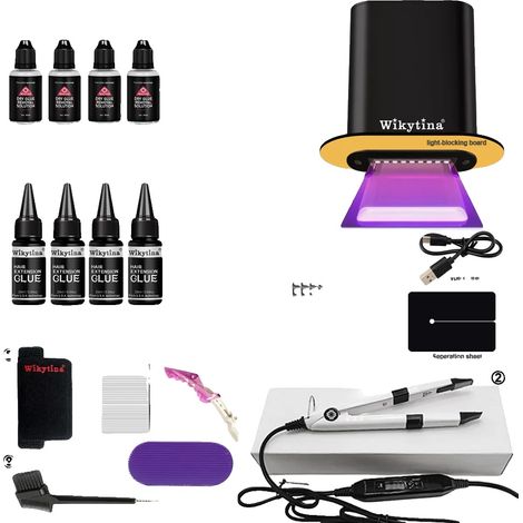 Kit de colle pour extensions de cheveux, liaison forte, application facile, Ensemble de lumière UV 2- (1/2)