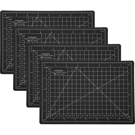 4 Tapis de Coupe A5 Noir PVC, Planche à Découper pour Artisanat, Gravure et Découpe de Papier, Plateau Gradué (1/5)