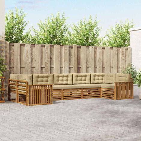 vidaXL Outdoor-Sofagarnitur mit Kissen 7 pcs Natur und Beige (1/5)