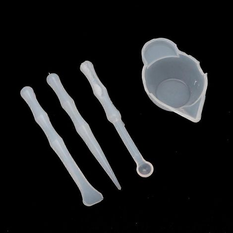 4-teiliges Silikon-Mischbecher-Rührlöffel-Schaber-DIY-Harz-Schmuckwerkzeug-Set