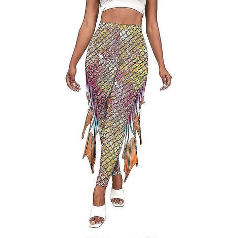 Leggings sirène pour femme, leggings à écailles de poisson, pantalon long taille haute (taille L, style 5) (1/5)