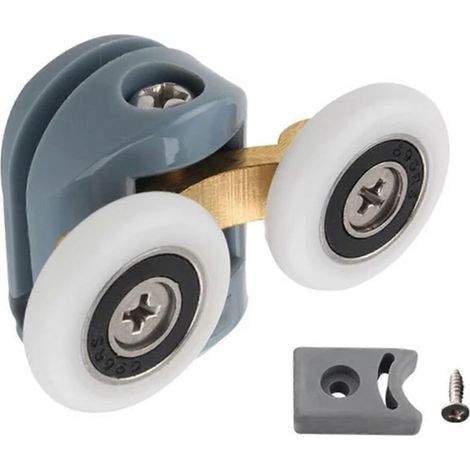 Poulie de suspension à quatre roues en cuivre pour salle de douche, lot de deux, quincaillerie pour porte coulissante de salle de bain (1/5)