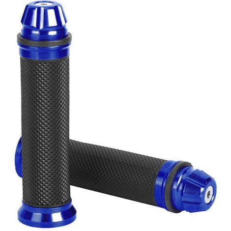 Manopole per manubrio in alluminio CNC e gomma per moto, per manubri da 7/8", bicicletta, colore blu. (1/5)