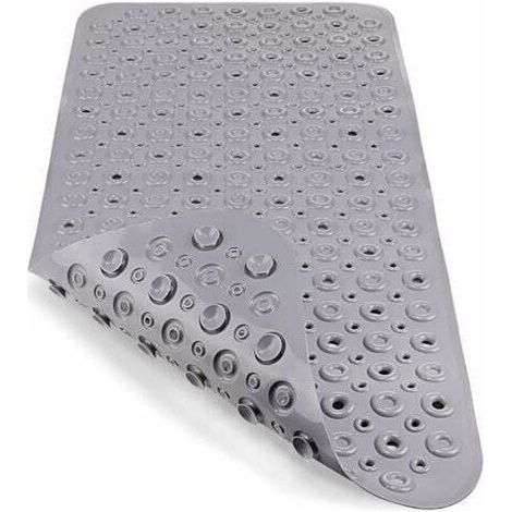 Tapis de Baignoire Antiderapant Tapis de Douche Extra Long Tapis de Bain Enfant avec Ventouse Lavable en Machine Anti Moisissure Antifongique, sans Phtalates de Latex (88 x 40 cm, Gris) (1/3)