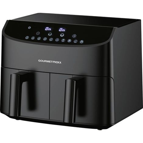 GOURMETmaxx Friggitrice a doppia camera 2x3,5L, nero  Airfryer + zone di cottura sincronizzate, funzione timer e display touch  Frittura a risparmio energetico  10 Programmi  2400 W (1/5)