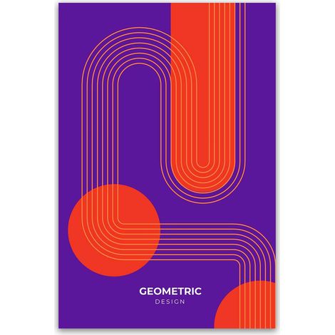 Tableau géométrique moderne violet et orange (1/5)