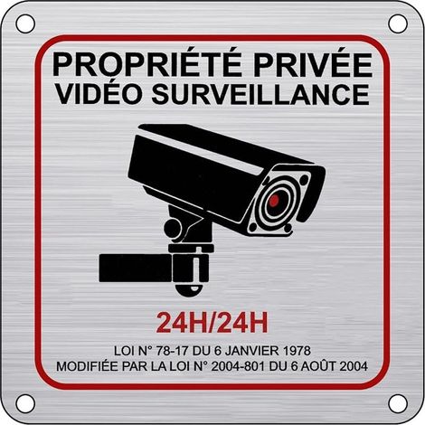 Panneau Camera Surveillance Aluminium, 15×15 cm Sécurité de La famille 24H Vidéo Panneau Camera Surveillance avec Autocollant et Trous Pré-percés pour Intérieur/Extérieur (1/5)