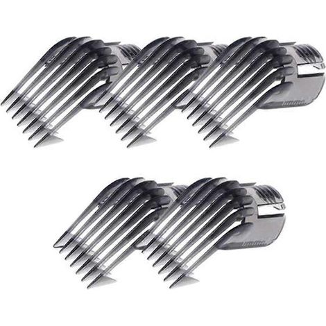 Lot de 5 sabots de coupe et guides de rasage compatibles avec les tondeuses Philips QC5130, QC5105, QC5115 et QC5120 (diamètre réglable de 3 à 21 mm). (1/5)