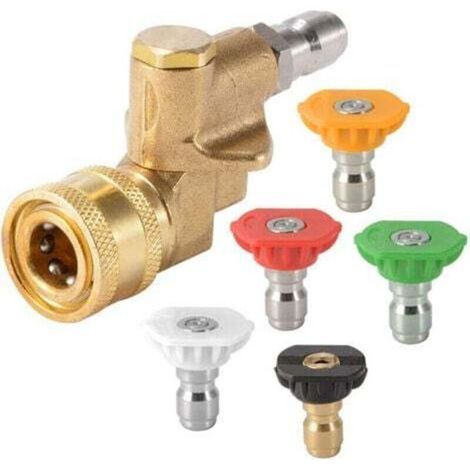 Adapter for high-pressure cleaner water gun. 360-degree adjustable accessories. 1/4-inch cleaning connectors (0°, 15°, 25°, 40°, 65°). (1/4)