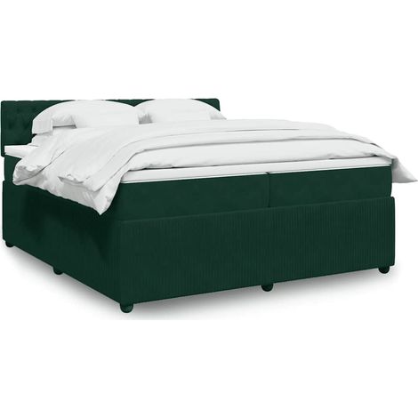 vidaXL Sommier à lattes de lit et matelas Vert foncé 200x200cm Velours (1/5)