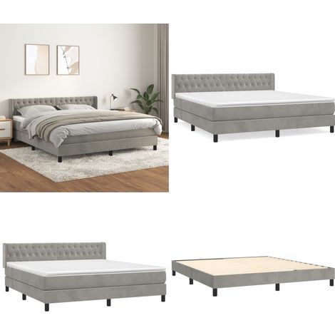 Sommier à lattes de lit et matelas Gris clair 160x200cm Velours - Lit Plateforme - Lit Velours - Lit Double - Literie - Chambre À Coucher - Home & Living (1/5)
