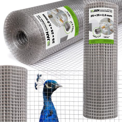 Grillage soudé en acier inoxydable 304 25x25x2,0 mm pour volières et cages de 5 m²