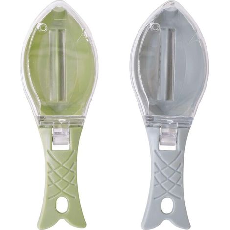 Bardusch - Écailles à poisson - Grattoir à écailles en plastique avec manche et couvercle transparent - Accessoire de cuisine (1/4)