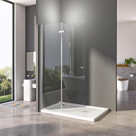100x185cm Walk in Dusche Walk in Duschwand Falttür Dusche Duschtrennwand, 6mm ESG-Sicherheitsglas (1/4)