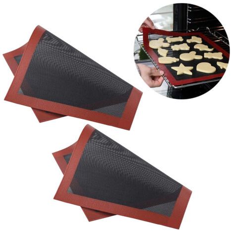 Set aus zwei antihaftbeschichteten Backmatten aus Fiberglas, Ofenmatten, Kuchenmatten, Silikon-Backmatten, Küchenutensilien (1/4)