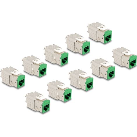 Delock MÃ³dulo Keystone RJ45 hembra a LSA Cat.6A montaje sin herramientas verde juego 10 piezas