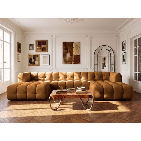 Wohnlandschaft Sofa U-Form SOLVIE in Stoff Moly Orange (1/4)