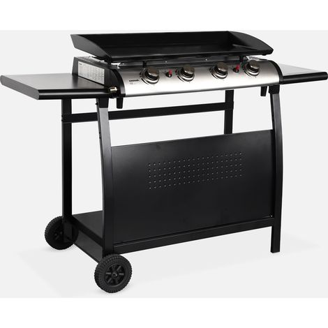 Plancha de gas 4 quemadores 10kW + carro