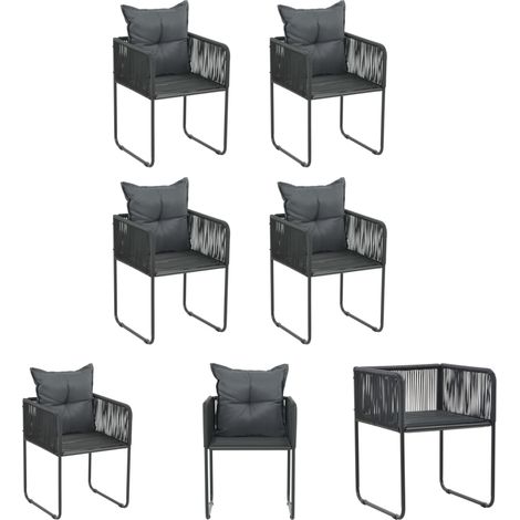 Gartenmöbel - vidaXL Gartenstühle 4 Stk. mit Kissen Poly Rattan Schwarz - Gartenstühle mit Kissen (1/5)