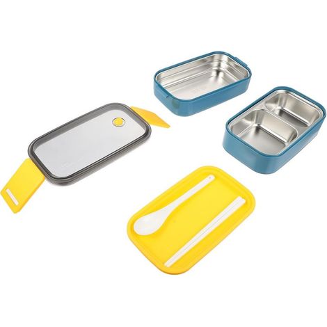 Boîte à bento double compartiment en acier inoxydable, style (1/5)