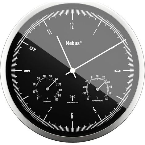 Mebus 19777 Radiocontrollato Orologio da parete 25 cm x 50 mm Argento Movimento silenzioso (senza scatti) (1/5)