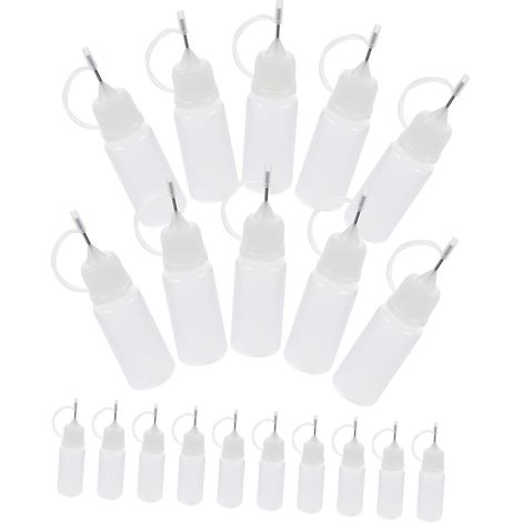 Flacons de Colle Souples à Embout Aiguille 10ml Lot de 20 Contrôle Précis Dosage Liquide, Portable en PP et Acier Inoxydable pour Bricolage (1/5)