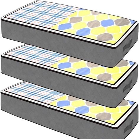 (Graue) Aufbewahrungstasche für unter das Bett – Marke – 3er-Set – 100 x 50 x 18 cm – 92 l – Wasserdicht (1/4)