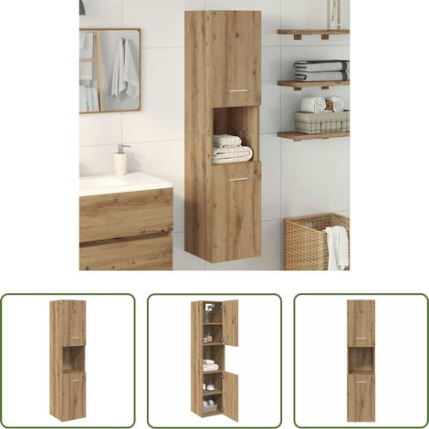 vidaXL Wandmontage - Bad-Hängeschrank Artisan-Eiche 30x30x130 cm Holzwerkstoff (1/5)