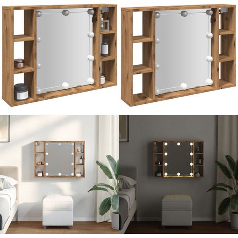 vidaXL Spiegelschrank mit LED-Leuchten Artisan-Eiche 76x15x55 cm (1/5)