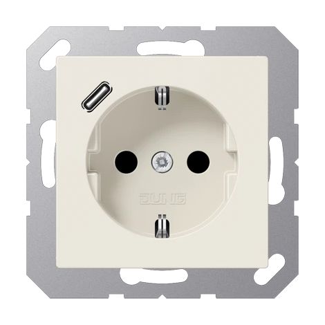 Jung Toma de corriente SCHUKO®, 16 A 250 V , con cargador USB, 1 x tipo C, SAFETY+, serie AS, blanco A 1520-18 C