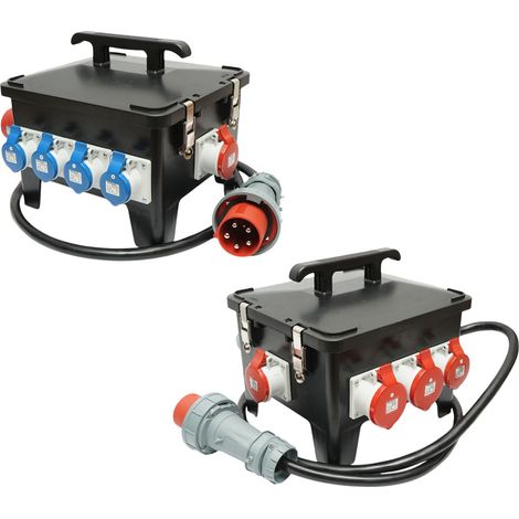 Quadro prese per cantiere portatile, 2 × 415V / 16A, 2 × 415V / 32A, 4 × 250V / 16A, dimensioni 370 × 340 × 330 mm, grado di protezione IP44 / IP54. Breckner Germany (1/5)