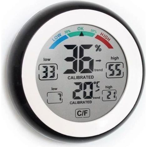 Digital Thermometer Hygrometer - SNAKIOX - Round - Wireless - LCD - White (1/4)
