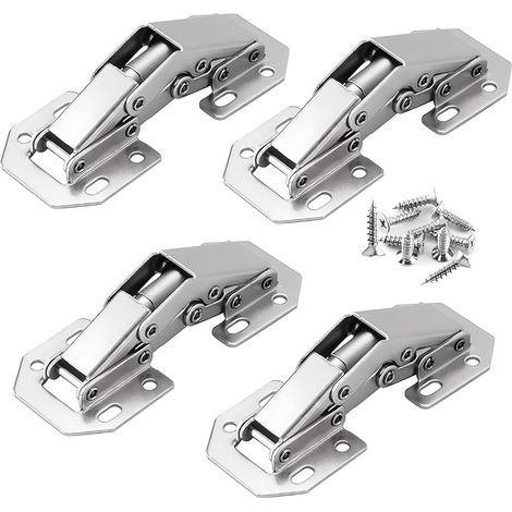 set of 4 90° cabinet door hinges – stainless steel, dimensions 12-18 mm – screws included. (1/5)