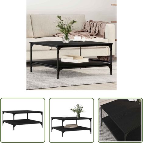 Étagères industrielles - Table basse Chêne noir 80 x 80 x 40 cm Bois d'ingénierie (1/5)
