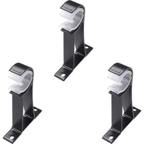 Juego de 18 soportes para barra de cortina de un solo orificio, ganchos pequeños para barra de cortina para montaje en pared, barras de cortina resistentes, color negro.