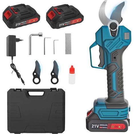 Sécateur Électrique Sans Fil 40mm Sécateur à Batterie 21V 2000mAh, Cisaille de Jardin Légère pour Arbres et Vignes (1/5)