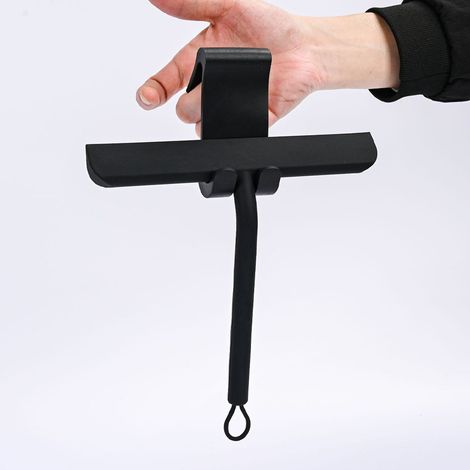 Raclette de douche, nettoyant pour pare-douche, avec support pour douche, salle de bain, carrelage, miroirs, fenêtres (22 cm, noir) (1/5)