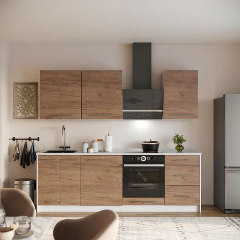 Mueble de cocina Fame-Line, Roble dorado/Blanco, 230 cm sin encimera, Vicco (1/5)