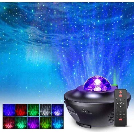 Lanterne portative Projecteur d'étoiles, projecteur de galaxie Bluetooth RGBW, veilleuse LED étoile, haut-parleur, contrôle du capteur de son avec télécommande pour décoration de chambre de bébé, cade