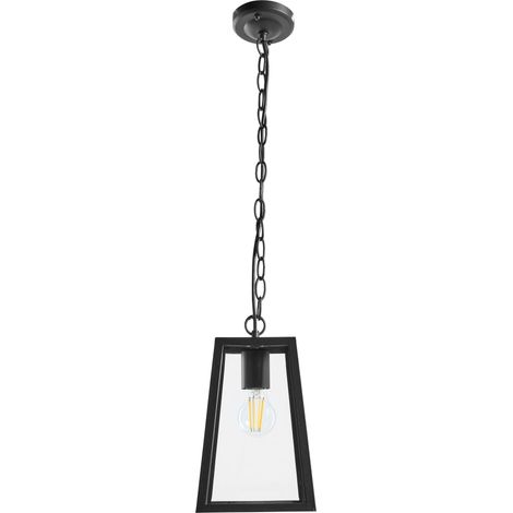 Pendant Lamp Black Aluminum Matte Outdoor Light Garden Lamp Glass Shade Modern VOLARJA (1/5)