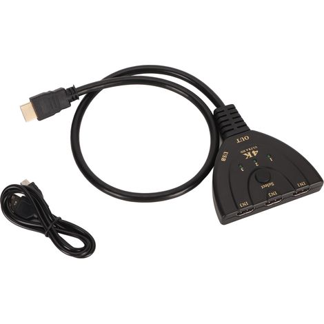 3-Eingang, 1-Ausgang 4K 3D HDMI-Switch für PC, Fernseher, Projektor