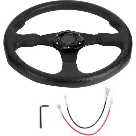 Volant de Sport de voiture de course de 350mm/14in plat profond 6 boulons direction de course modifiée universelle(Noir)